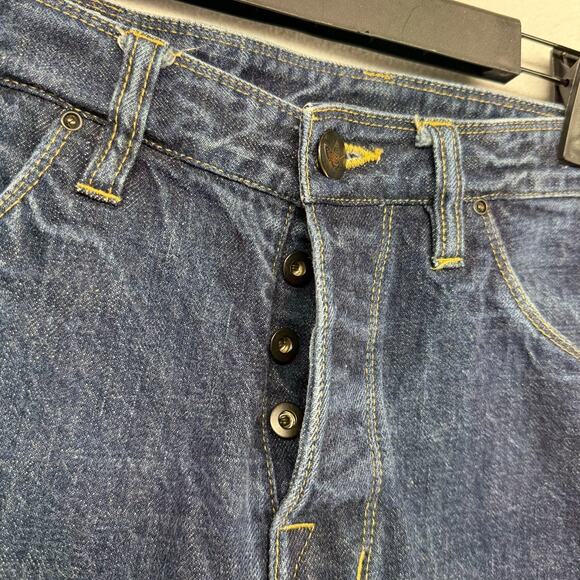 Shockoe Atelier Jeans Mens 35 Fit 33x34 Blue Denim Selvedge Button Fly Straight - Picture 6 of 13